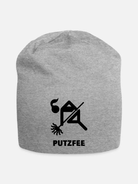 Putzfee / Putzfrau - Jersey-Beanie - Grau meliert