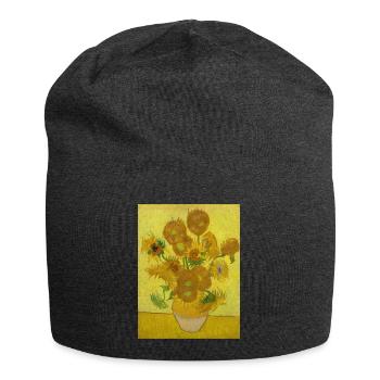 Art Gogh Malen Sonnenblumen Grafik - Jersey-Beanie - Anthrazit - Vorne