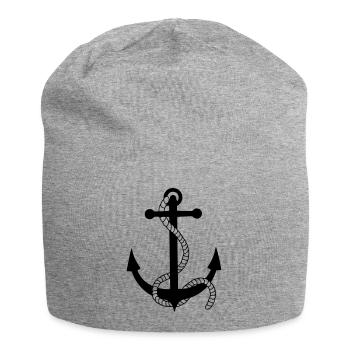 ancre port matelot marin bateau voile - Bonnet en jersey - gris chiné - Devant
