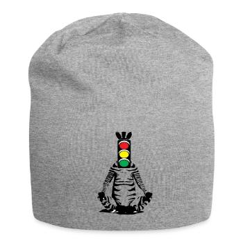 Zebra, Traffic Light, Head, Art, Streetart, Urban - Jersey Beanie - heather grey - Front
