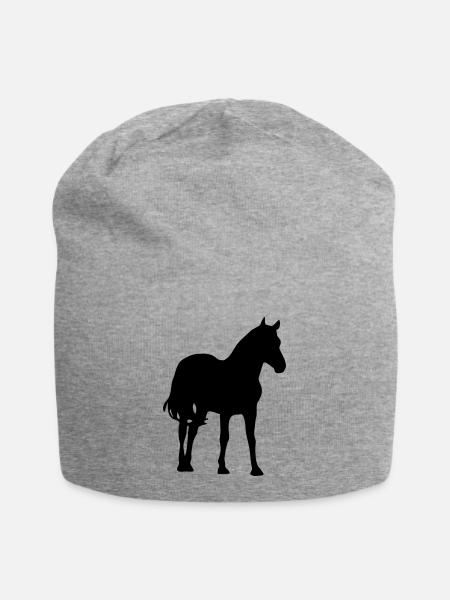 Pferd - Jersey-Beanie - Grau meliert