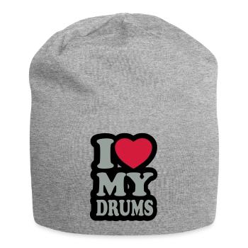 I love my drums - Ich liebe meine Trommeln - Jersey-Beanie - Grau meliert - Vorne