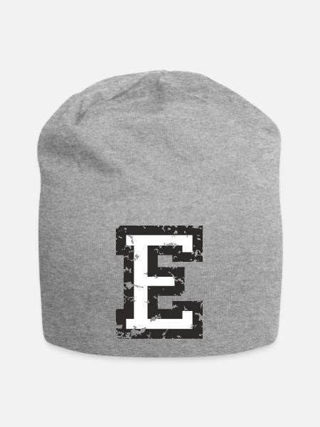E (Vintage Weiß) Buchstabe E - Jersey-Beanie - Grau meliert