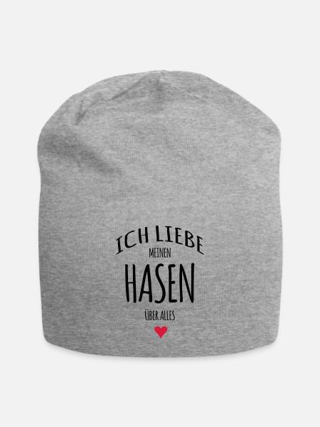 Ich liebe Hasen Häschen Geschenke - Jersey-Beanie - Grau meliert