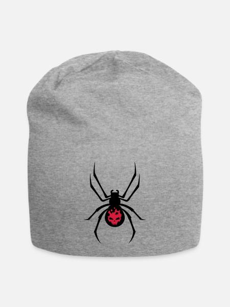 Schwarze Spinne mit Skull Muster - Jersey-Beanie - Grau meliert