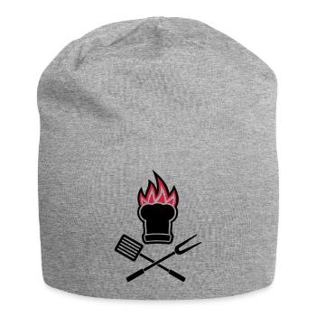 Barbecue on fire - Jersey Beanie - heather grey - Front