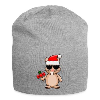 Cooler Weihnachtshase - Jersey-Beanie - Grau meliert - Vorne
