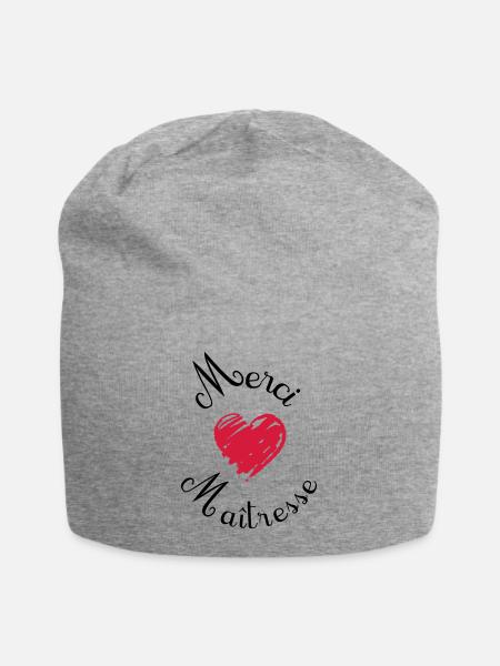 merci maîtresse cadeau fin année - Bonnet en jersey - gris chiné