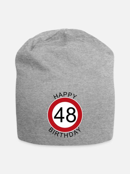 Happy Birthday 48 Verkehrsschild Geburtstag - Jersey-Beanie - Grau meliert