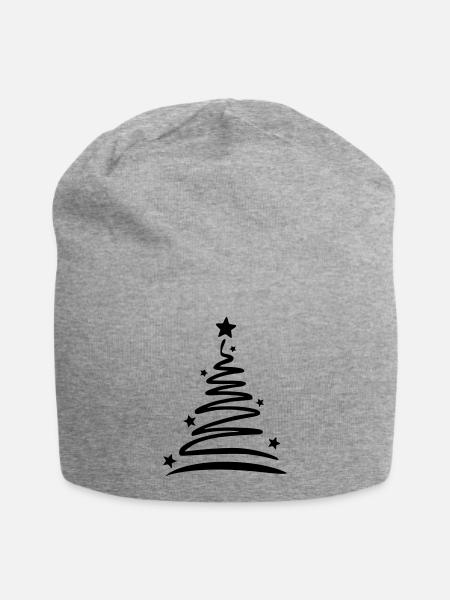 Weihnachtsbaum - Jersey-Beanie - Grau meliert