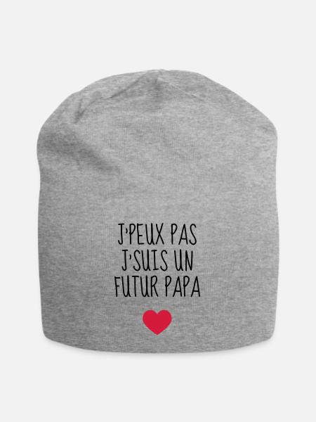 Papa / Fête des pères / Pere / Famille / humour - Bonnet en jersey - gris chiné