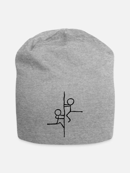 Strichmännchen klettern am Seil - Jersey-Beanie - Grau meliert