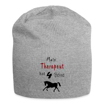 Therapeut Pferd - Jersey-Beanie - Grau meliert - Vorne