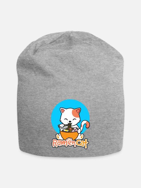 Neko ramen cat, Funny Ramen Cat, Ramen, Ramen Gift - Bonnet en jersey - gris chiné