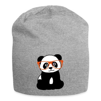 Panda avec des lunettes - Bonnet en jersey - gris chiné - Devant