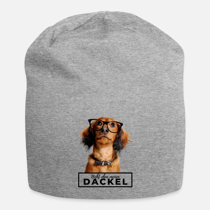 Nicht ohne meinen Dackel - Dackel mit Brille - Jersey-Beanie - Grau meliert