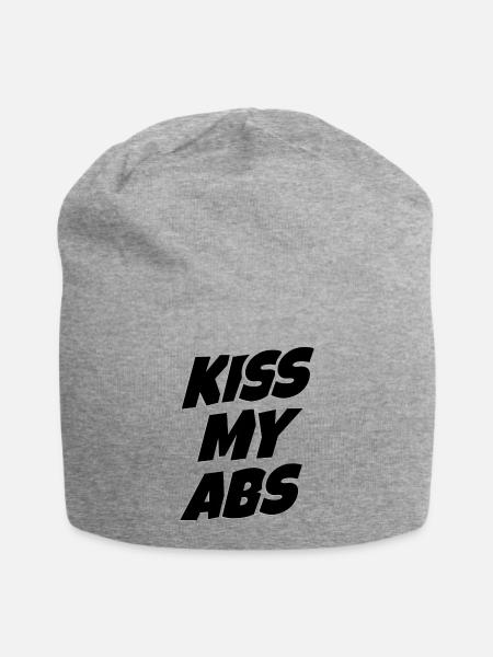 Kiss my abs funny simple black - Jersey-Beanie - Grau meliert