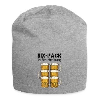 Six-Pack in Bearbeitung - Jersey-Beanie - Grau meliert - Vorne
