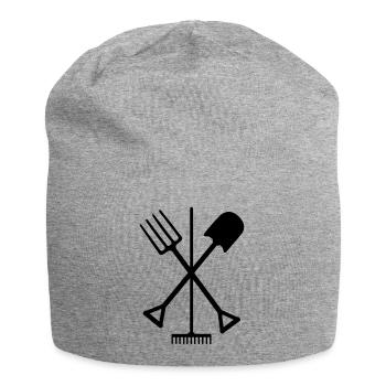 Outils de jardin pelle râteau et fourche croisée - Bonnet en jersey - gris chiné - Devant