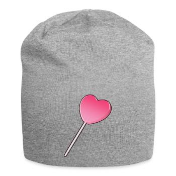 Sucette de cœur - Bonnet en jersey - gris chiné - Devant