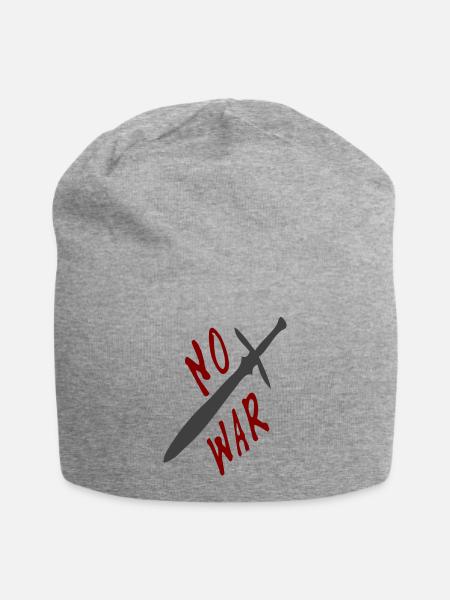 Frieden, kein Krieg - Jersey-Beanie - Grau meliert