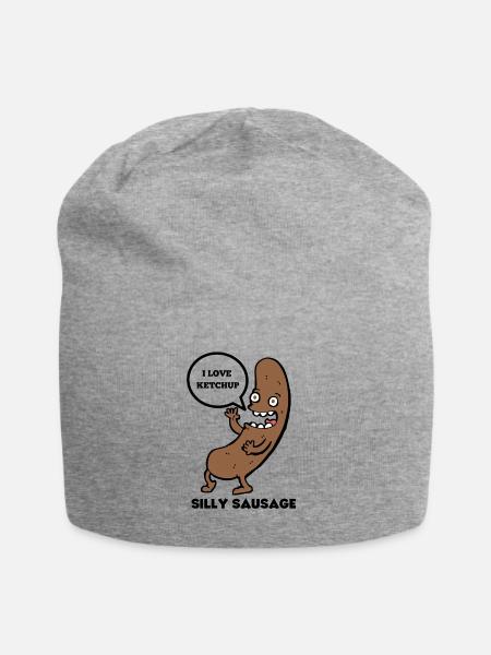 silly sausage funny design great for fathers day - Jersey Beanie - heather grey