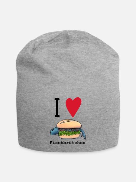 I love Fischbrötchen - Jersey-Beanie - Grau meliert