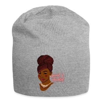 beautiful black woman proud & educated with braids - Jersey Beanie - heather grey - Front