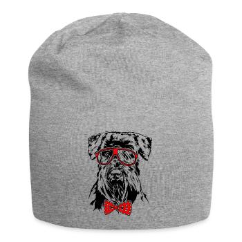 Funny SCHNAUZER Glasses Dog Dog - Jersey Beanie - heather grey - Front