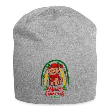 Chat doux de Noël kawaii - Bonnet en jersey - gris chiné - Devant