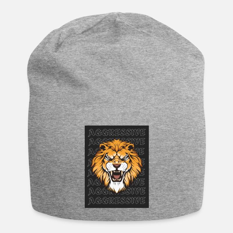 Aggressive Lion - Jersey-Beanie - Grau meliert
