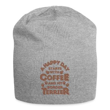 Border Terrier Coffee Dog Cafe - Jersey Beanie - heather grey - Front