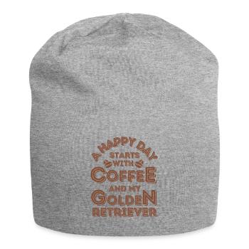 Golden Retriever Coffee Dog Cafe - Jersey Beanie - heather grey - Front