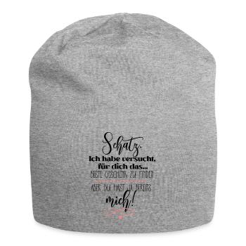 Ich bin für dich das beste Geschenk Liebe Motiv - Jersey-Beanie - Grau meliert - Vorne