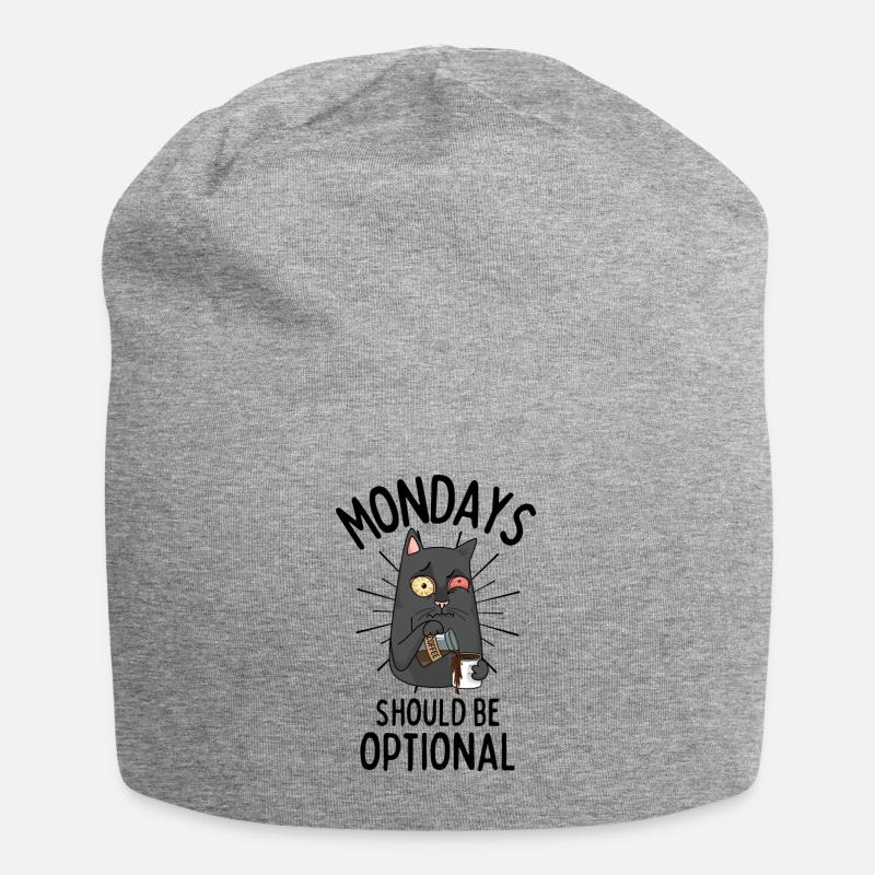 Kaffee Katze lustiger Spruch Müde Katze Kaffee - Jersey-Beanie - Grau meliert