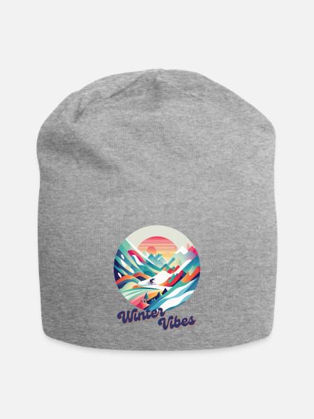 Winter Vibes | Winter | Skifahren | Illustration - Jersey-Beanie - Grau meliert