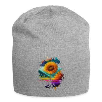Sonnenblume - Jersey-Beanie - Grau meliert - Vorne