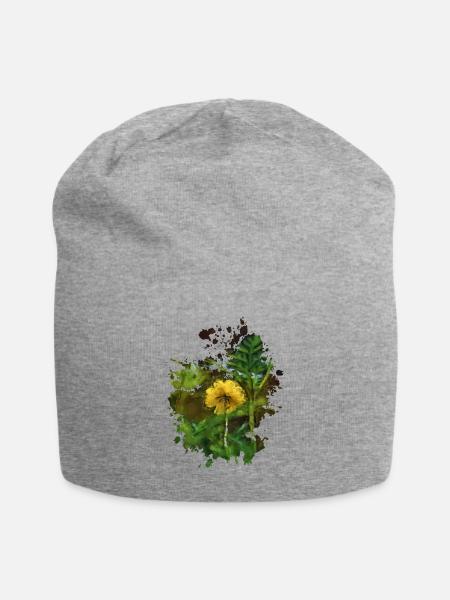 Blume - Jersey-Beanie - Grau meliert