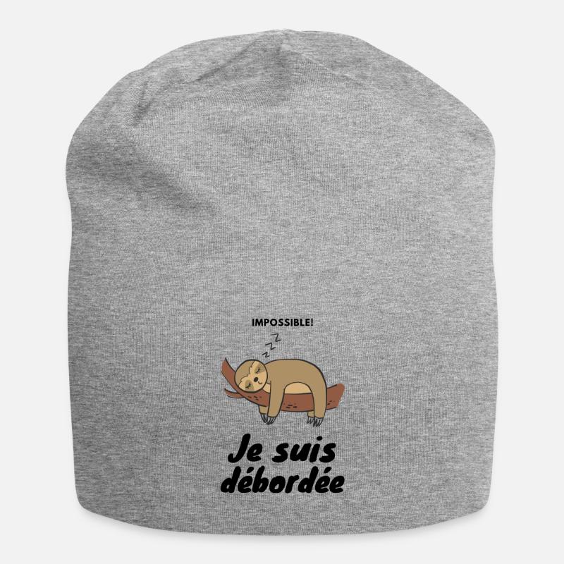 Je suis débordée - Bonnet en jersey - gris chiné