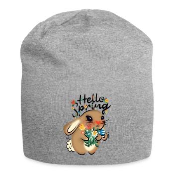 Hello Spring - Jersey Beanie - heather grey - Front