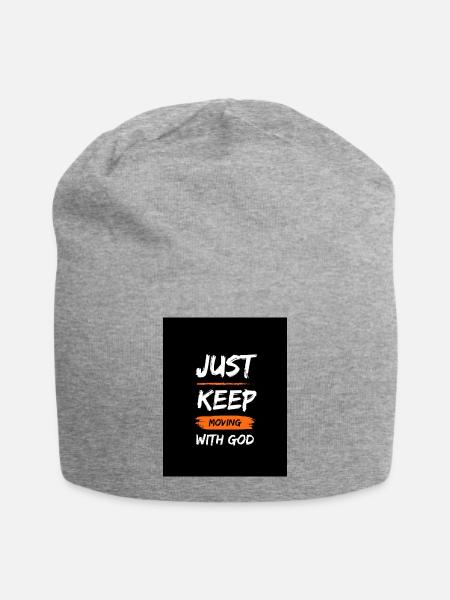 Just keep moving with god - Jersey-Beanie - Grau meliert