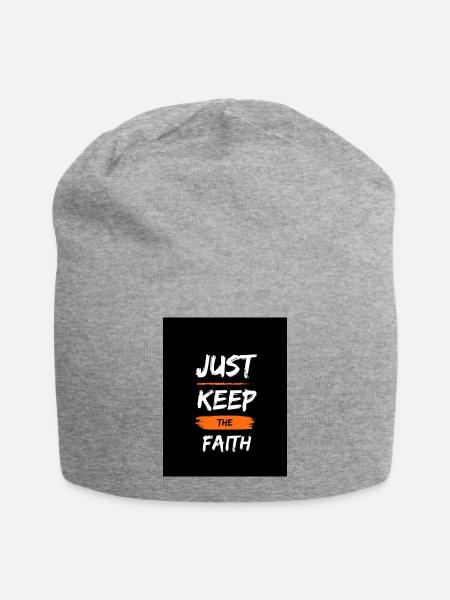 just keep the faith - Jersey-Beanie - Grau meliert