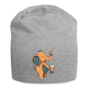 Cute and funny elephant with beer - Jersey Beanie - heather grey - Front