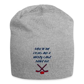Je suis allé aux bagarres et une partie de hockey a éclaté - Bonnet en jersey - gris chiné - Devant
