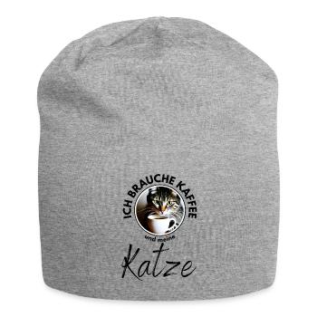 Katze Katzen Kaffee - Jersey-Beanie - Grau meliert - Vorne
