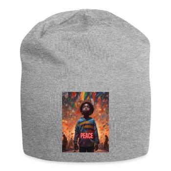 Paix du monde - Bonnet en jersey - gris chiné - Devant