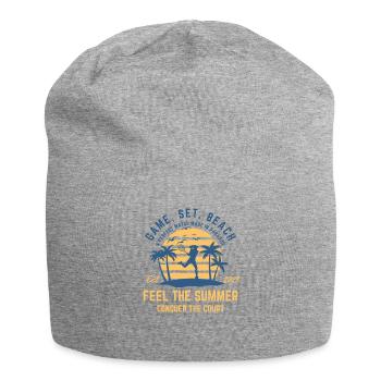 Tennis Frauen Tennis am Strand mit Sonnenuntergang - Jersey-Beanie - Grau meliert - Vorne