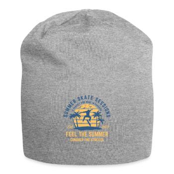 Skateboard summer on the beach under palm trees - Jersey Beanie - heather grey - Front
