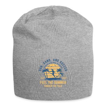 Soccer girl playing at the beach during sunset - Jersey Beanie - heather grey - Front