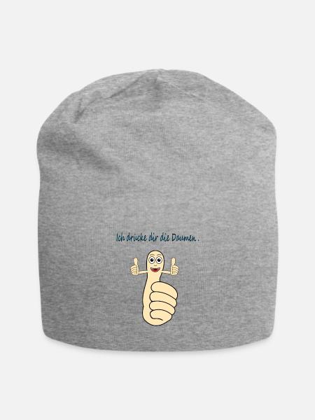 Ich drücke dir die Daumen - Jersey-Beanie - Grau meliert